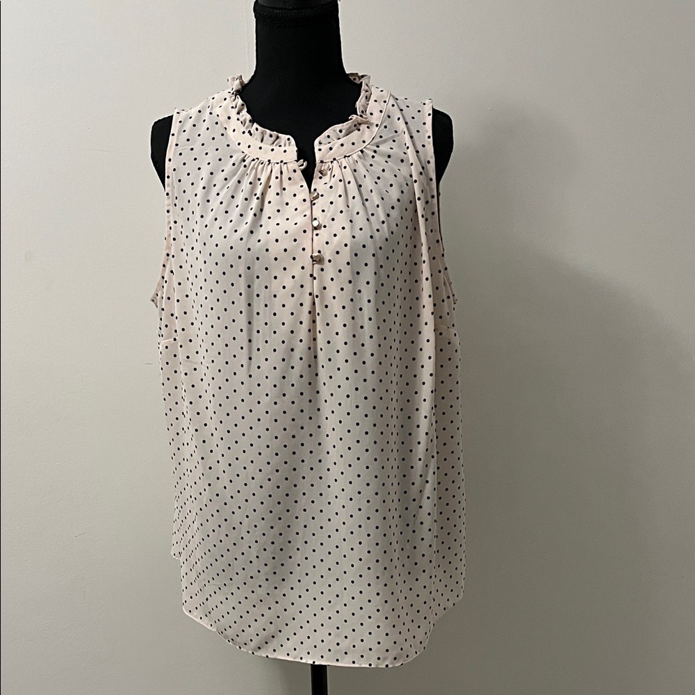41 Hawthorn Sleeveless Polka Dot Blouse - Cream and Black